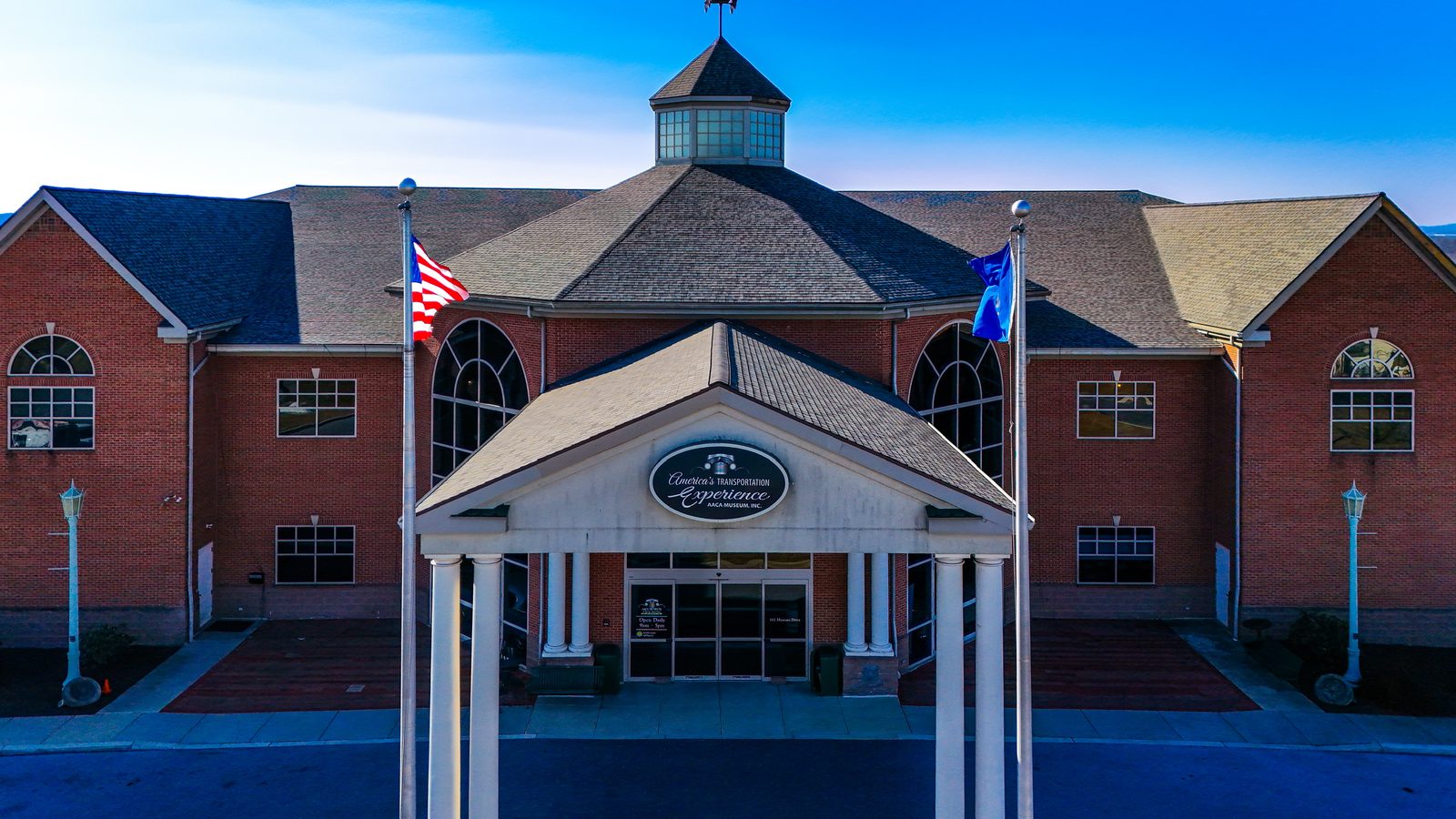 AACA Museum roof replacement, Hershey, PA — Cupola and entrance detail