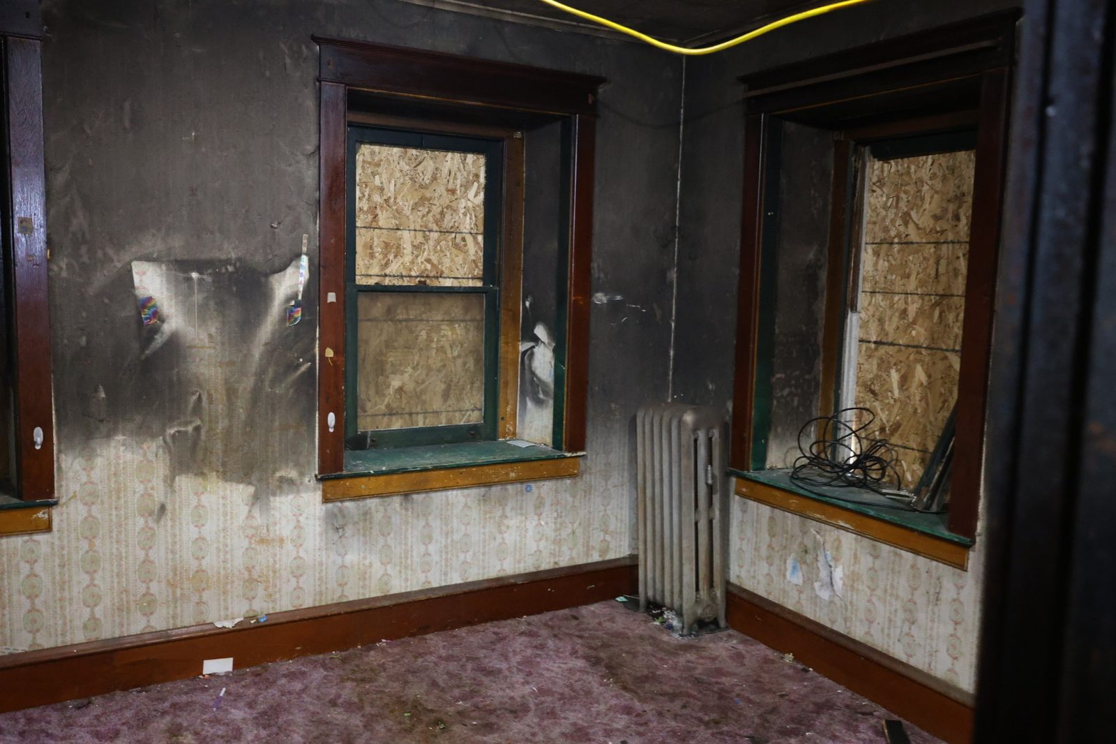 Soot damage and emergency board-up in Reading, PA