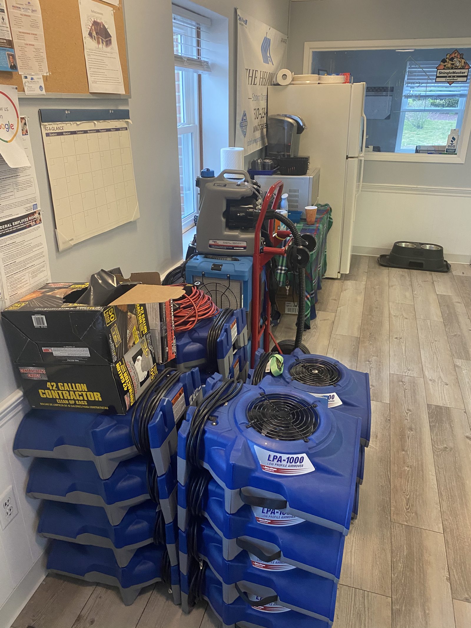 Professional drying equipment staged on a water loss in Lebanon, PA