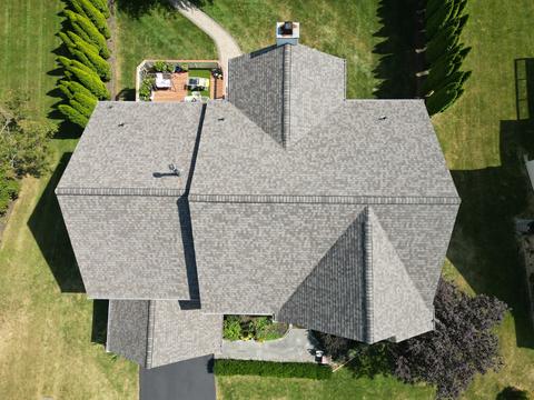 Drone view asphalt shingle roof replacement — West Chester, PA