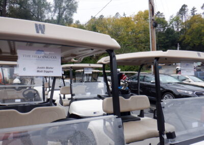 Golf carts parked